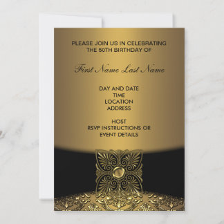 Golden Damask 50. Geburtstagsparty Einladung