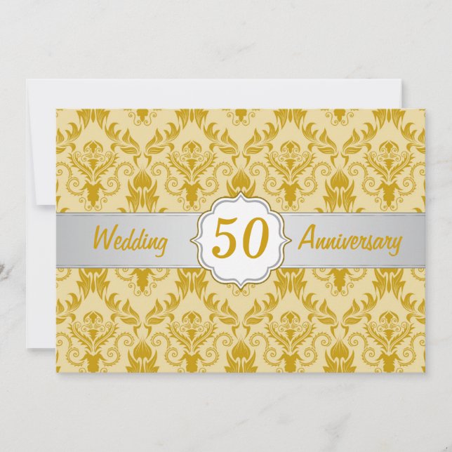 Golden Damask, 50. Hochzeitstag Einladung (Vorderseite)