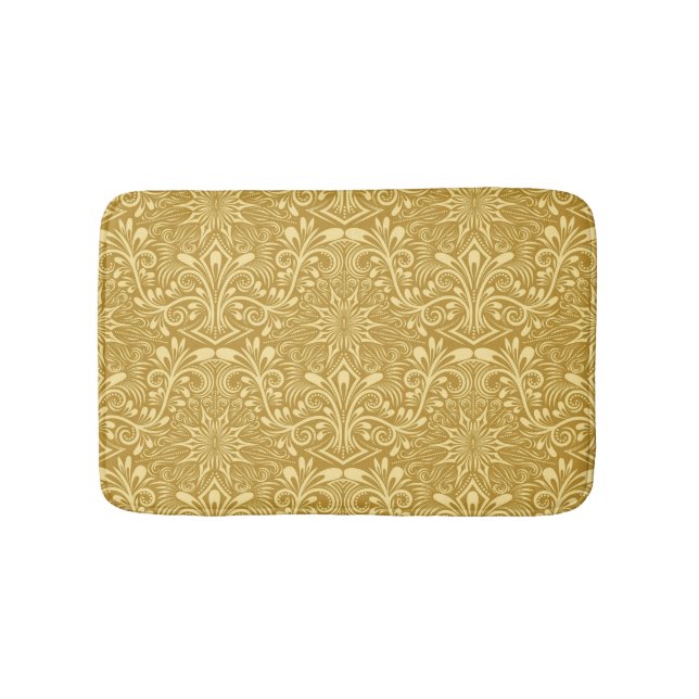 Golden Damask Barockfarbenes Muster Badematte (Vorderseite)