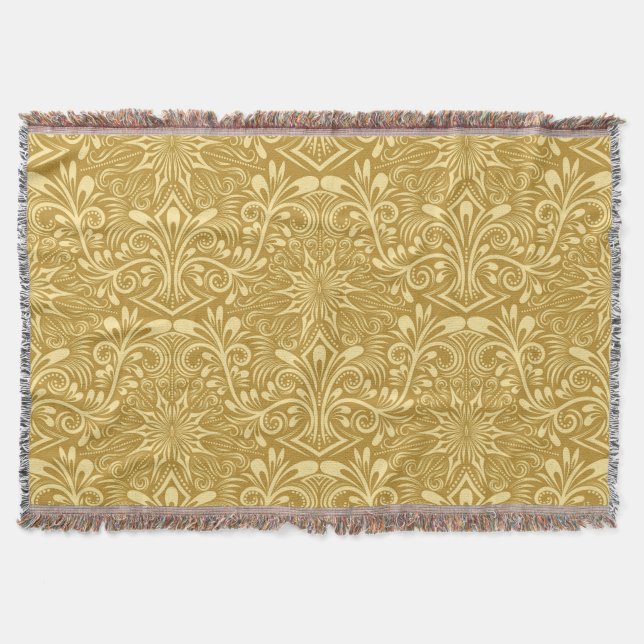 Golden Damask Barockfarbenes Muster Decke (Vorderseite)