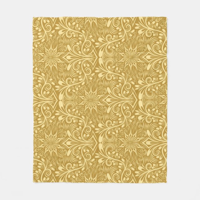 Golden Damask Barockfarbenes Muster Fleecedecke (Vorderseite)