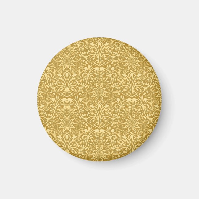 Golden Damask Barockfarbenes Muster Magnet (Vorne)