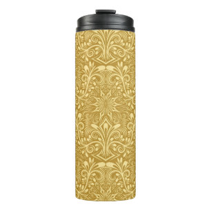 Golden Damask Barockfarbenes Muster Thermosbecher