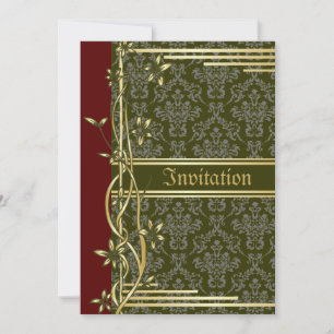 Golden Damask Luxus maßgeschneiderte Hochzeitseinl Einladung