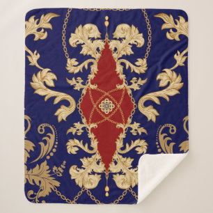 Golden Damask nahtloses Muster. Vintager indischer Sherpadecke