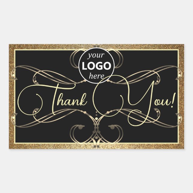 Golden Danke Logos-Rectangle geblüht Rechteckiger Aufkleber (Vorderseite)