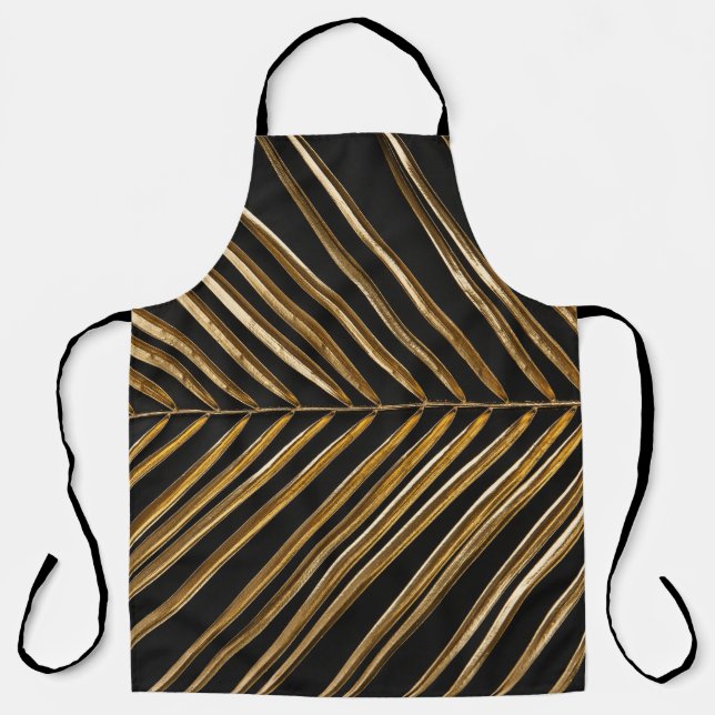 Golden Date Palm Leaf: Schwarz Minimalistisch Schürze (Vorderseite)