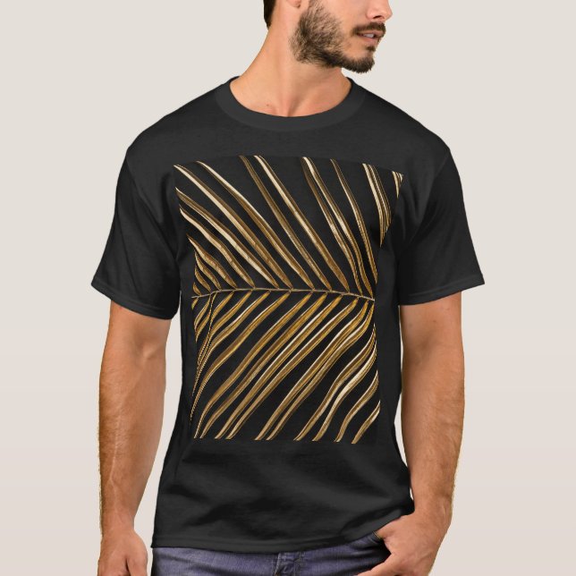 Golden Date Palm Leaf: Schwarz Minimalistisch T-Shirt (Vorderseite)
