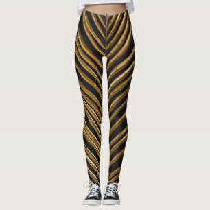 Golden Date Palm: Minimalistischer schwarzer Hinte Leggings