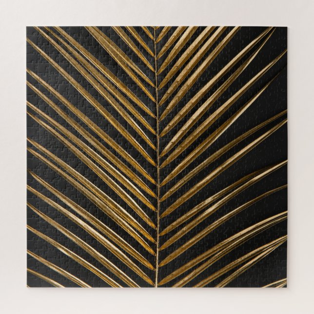 Golden Date Palm: Minimalistischer schwarzer Hinte Puzzle (Vertikal)