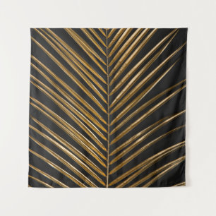 Golden Date Palm: Minimalistischer schwarzer Hinte Wandteppich