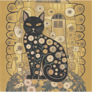 Golden Decorative Gustav Klimt Style Schwarze Katz Aufkleber