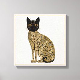 Golden Decorative Gustav Klimt Style Schwarze Katz Leinwanddruck