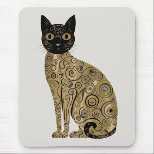 Golden Decorative Gustav Klimt Style Schwarze Katz Mousepad