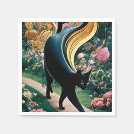 Golden Decorative Gustav Klimt Style Schwarze Katz Serviette