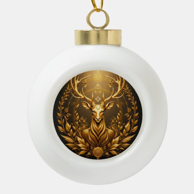 Golden Deer Emblem Keramik Kugel-Ornament (Vorderseite)