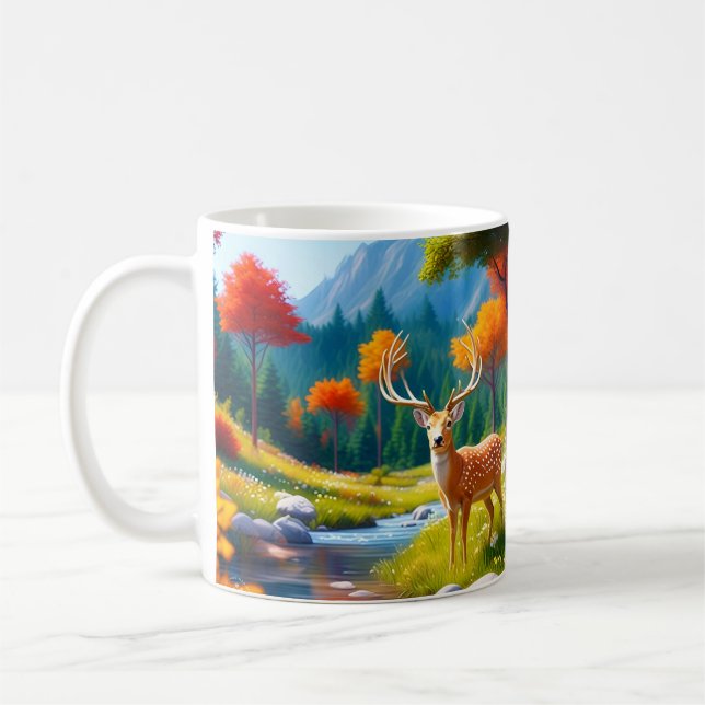 Golden Deer Stehend im Wald-987679 Kaffeetasse (Links)