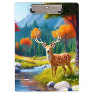 Golden Deer Stehend im Wald-987679 Klemmbrett