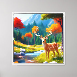 Golden Deer Stehend im Wald-987679 Leinwanddruck