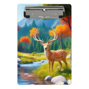 Golden Deer Stehend im Wald-987679 Mini Klemmbrett