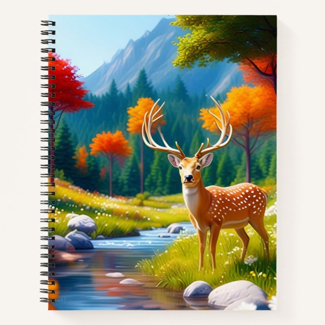 Golden Deer Stehend im Wald-987679 Notizbuch (Vorderseite)