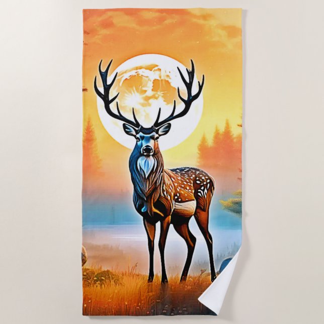 Golden Deer Twilight Peak Strandtuch (Vorderseite)