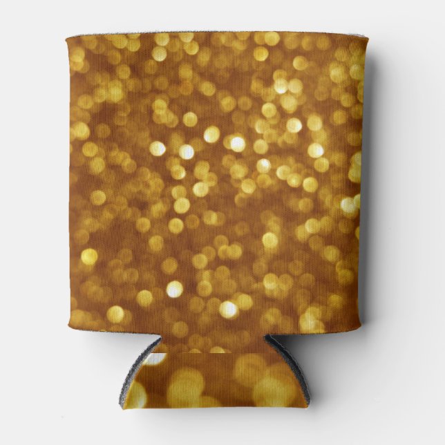 Golden defokussierter Glitzer, funkelnde Textur. Dosenkühler (Vorderseite)