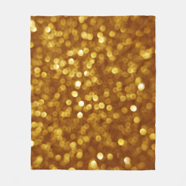 Golden defokussierter Glitzer, funkelnde Textur. Fleecedecke (Vorderseite)