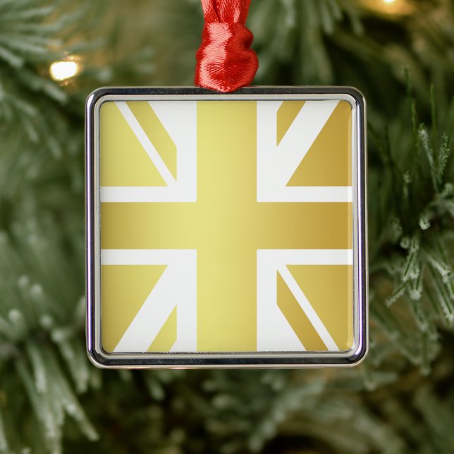 Golden Design Union Jack British Flag Ornament Aus Metall (Baum)