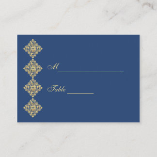 Golden Diamond Damask Blauer Tischplatzierung Platzkarte