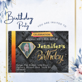 Golden Diamond Moderne Minimalistische Custom Birt Einladung