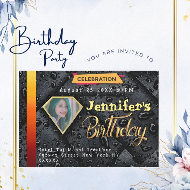 Golden Diamond Moderne Minimalistische Custom Birt Einladung (Von Creator hochgeladen)