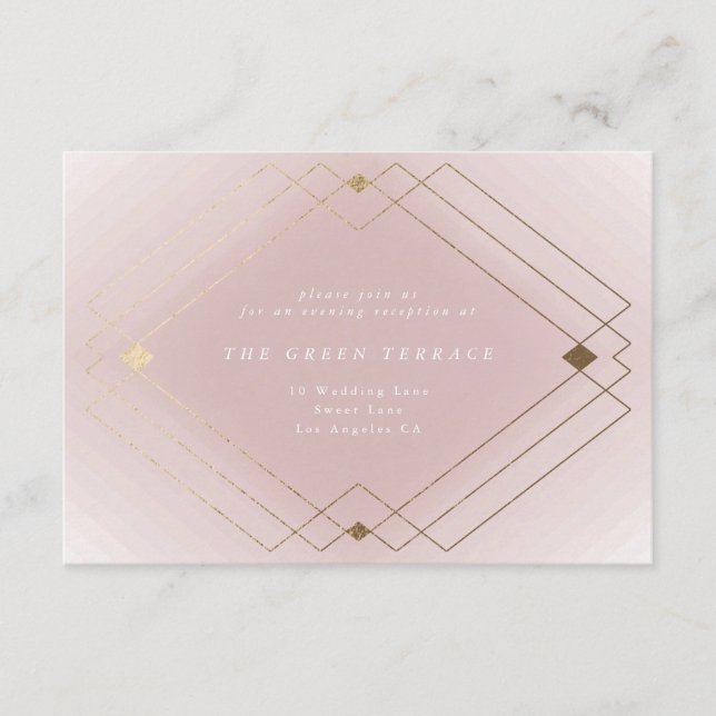 Golden Diamond Pink Geometric Deko Gatsby Wedding Begleitkarte (Vorderseite)