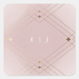 Golden Diamond Pink Geometric Deko Gatsby Wedding Quadratischer Aufkleber