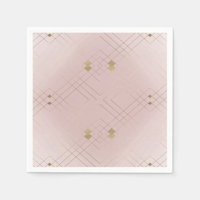 Golden Diamond Pink Geometric Deko Gatsby Wedding Serviette (Vorderseite)