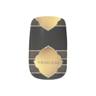 Golden Diamond Princess Black & Gold Trendy MIGNED Minx Nagelkunst