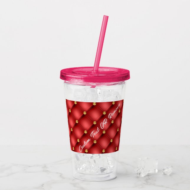 Golden Diamond Tufliter Leder benutzerdefinierten  Acryltrinkbecher (Rückseite Ice)