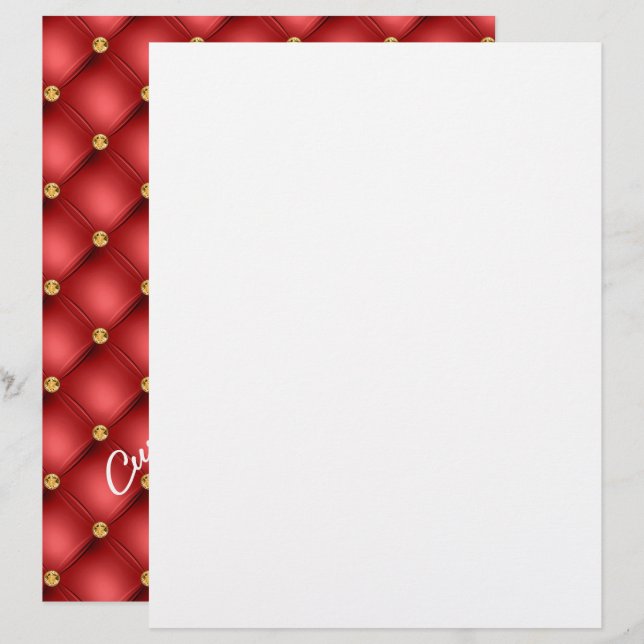 Golden Diamond Tufliter Leder Text Red Letterhead Briefbogen (Vorne/Hinten)
