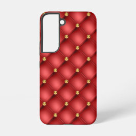 Golden Diamonds Tufted Leather Gemstone Red Samsung Galaxy Hülle
