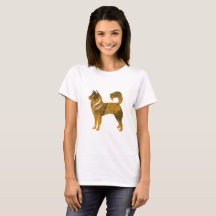 Golden Dog Husky Damen Basic T-Shirt, Weiß