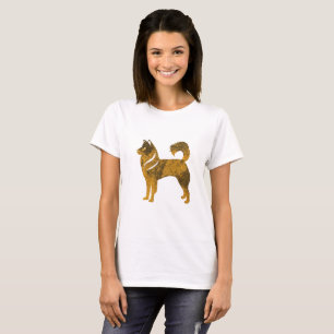Golden Dog Husky Damen Basic T-Shirt, Weiß T-Shirt
