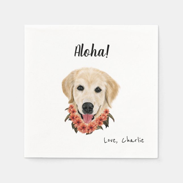 Golden Dog mit Lei Cocktail Napkins Serviette (Vorderseite)