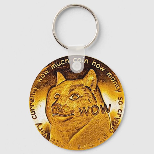 Golden Dogecoin Schlüsselanhänger (Vorderseite)
