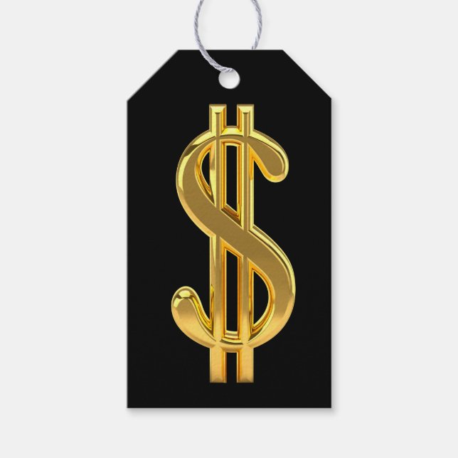 Golden Dollar Sign Tag Geschenkanhänger (Vorderseite)