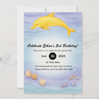 Golden Dolphin Ocean Floor Illustration Geburtstag Einladung