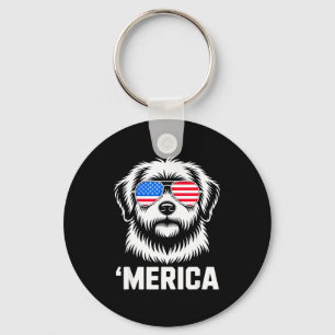Golden Doodle 4. Juli Merica USA patriotischer Hun Schlüsselanhänger