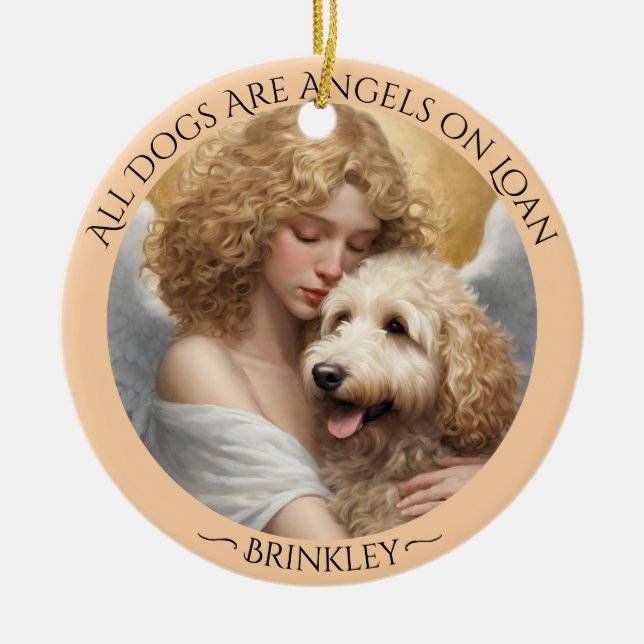 Golden Doodle Angel Personalisierte Gedenkstätte Keramik Ornament (Vorne)