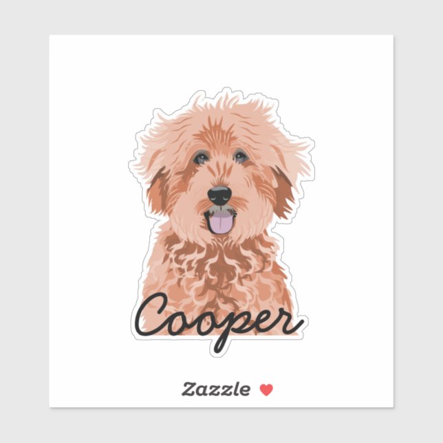 Golden Doodle Apricot Kundenname Aufkleber (Blatt)
