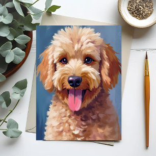 Golden Doodle   Aquarellmalerei Hund Haustier Postkarte