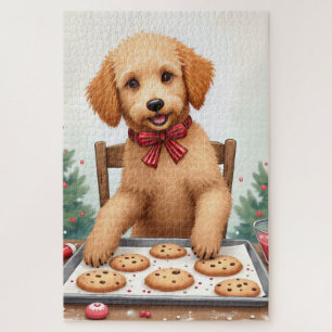 Golden Doodle beim Dekorieren von Weihnachtsplätzc Puzzle